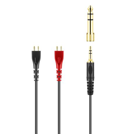 Straight Replacement Cable, Black, 3.5mm Stereo Jack + 6.3mm Adaptor | Sennheiser Spare Parts 508822
