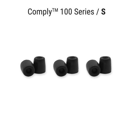 Size S Comply 100 Series Black Foam Sleeves (Ear Tips) for Sound Isolating Earphones | Shure